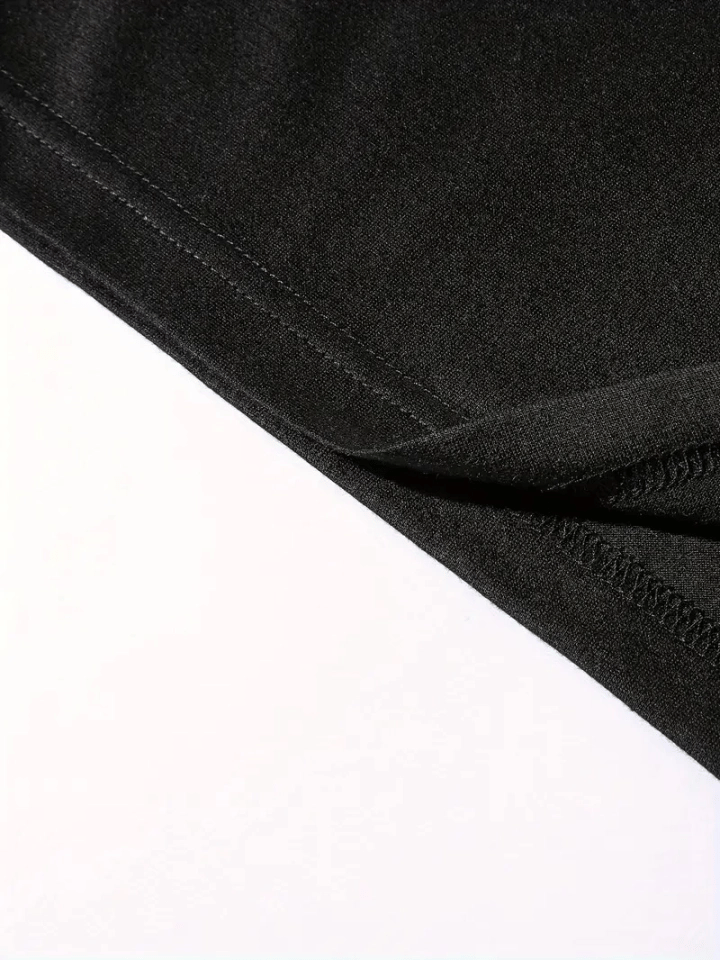 Baskılı Oversize Bisiklet Yaka T-shirt - Siyah