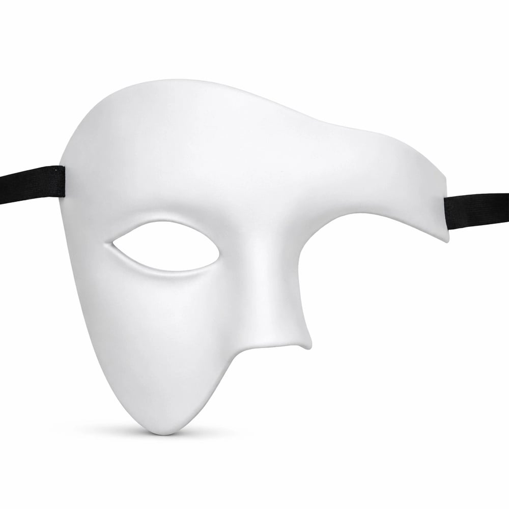 Beyaz Yarım Erkek Maske – Phantom Parti & Balo Maskesi
