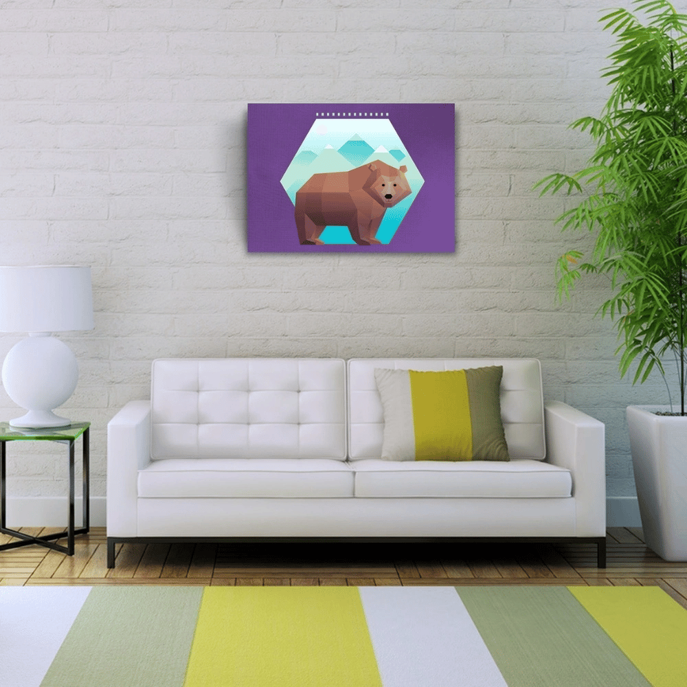 Boz Ayı Figürü Soyut Çalışma Kanvas Tablo 50 x 70