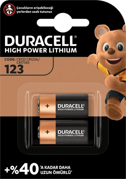 Duracell Lityum CR123A Pil 2'li