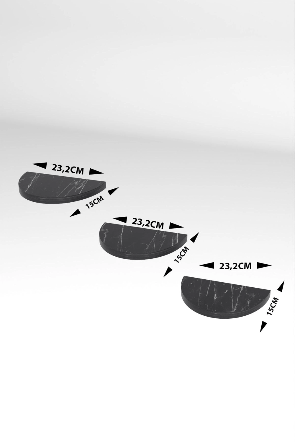 Duvar Rafı Dekoratif 3 Adet Çiçeklik Oval Efes