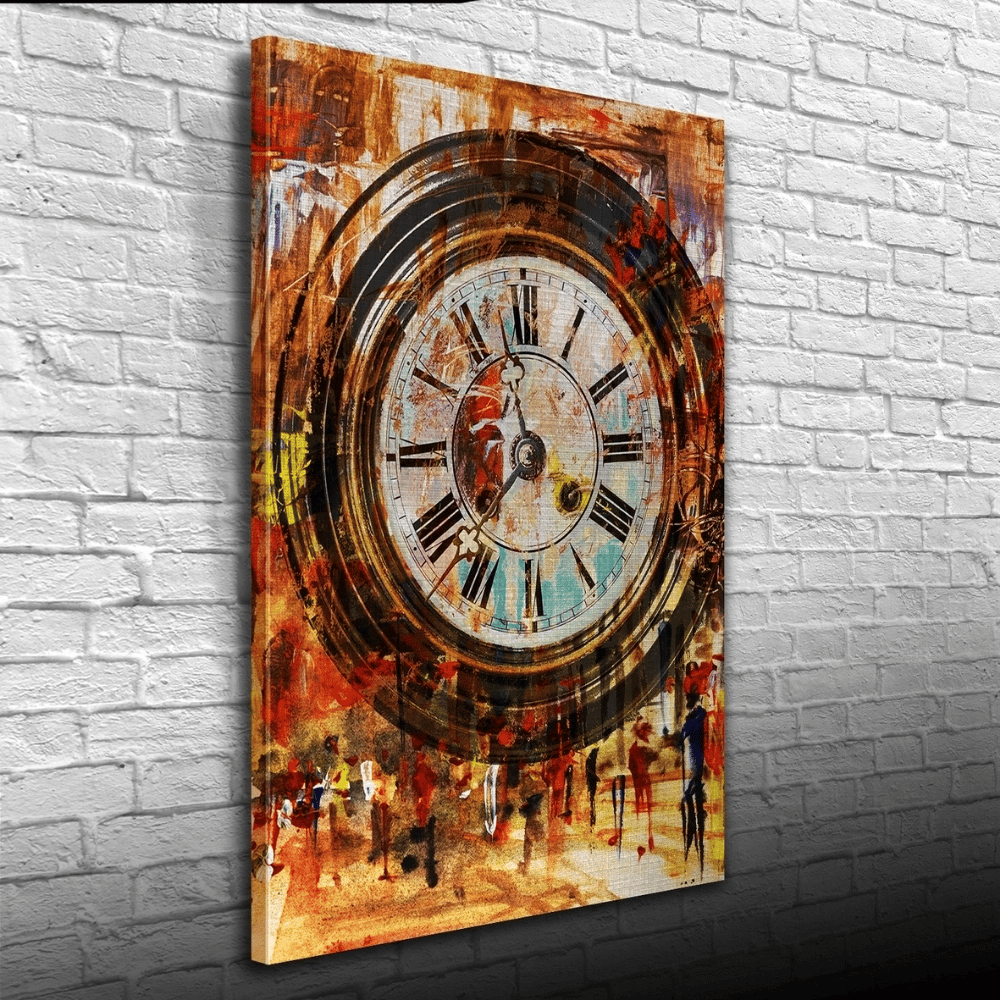 Duvar Saati , Pastel Renklerde Kanvas Tablo 50 x 70