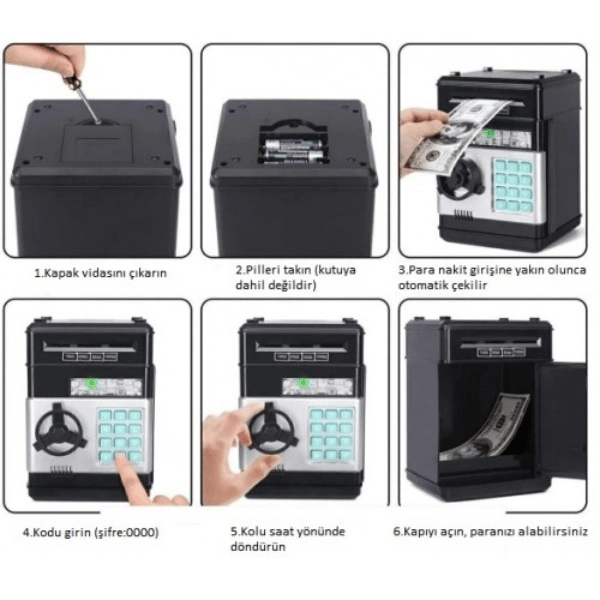 Elektronik Şifreli Kasa Otomatik ATM Kumbara