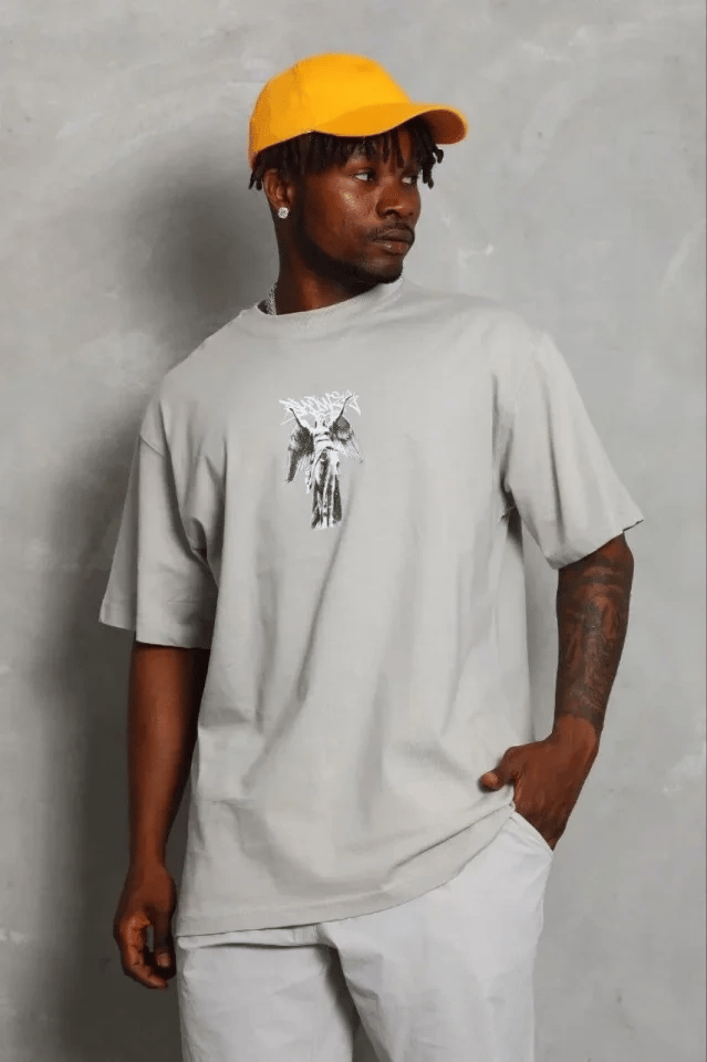 Erkek Baskılı T-Shirt Kısa Kol Bisiklet Yaka Regular Fit Rahat Kalıp Günlük Tişört - Gri