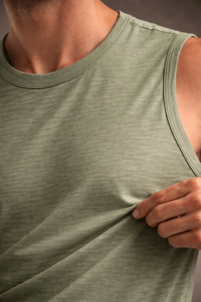 Erkek Flamlı Kumaş Sıfır Kolsuz Atlet Basic Spor Üst, Günlük Ve Fitness Kullanımına Uygun - Mint Yeşili