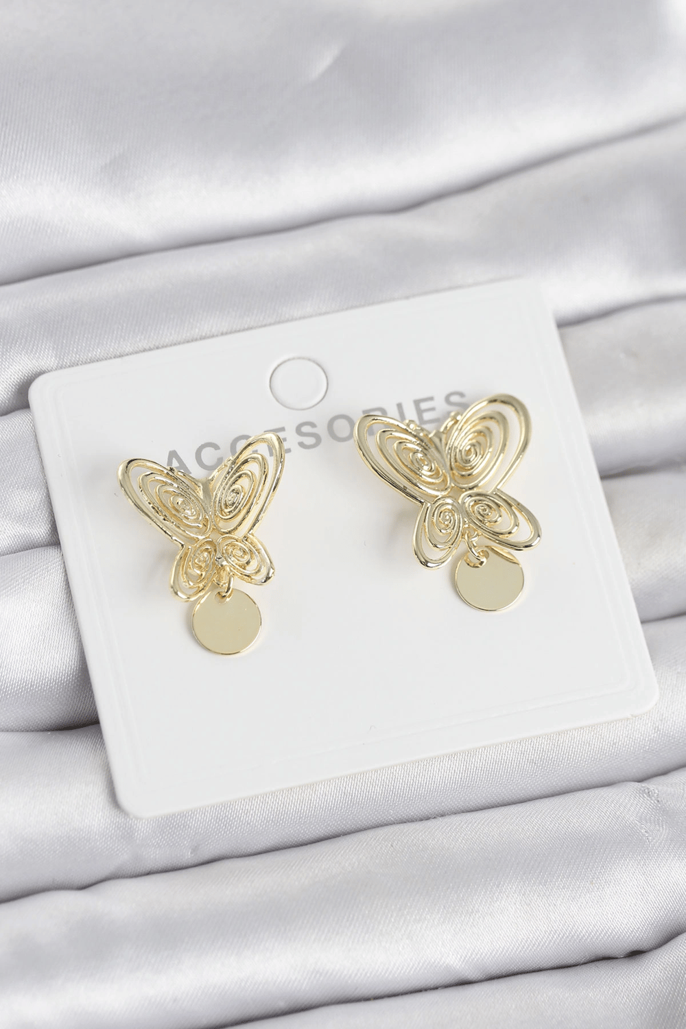 Füsun Küpesi Model Gold Renk Kelebek Model Pirinç Kadın Küpe