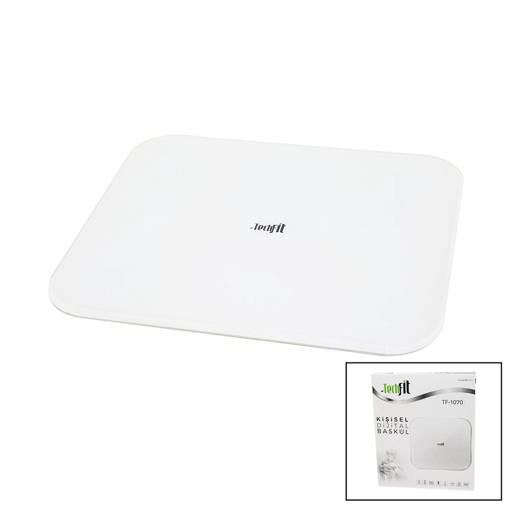 GİZLİ EKRAN -SOFT BEYAZ CAM ZEMİN DİJİTAL BASKÜL TERAZİ 180KG SENSÖR -LED EKRAN -ODA℃ TF-1070
