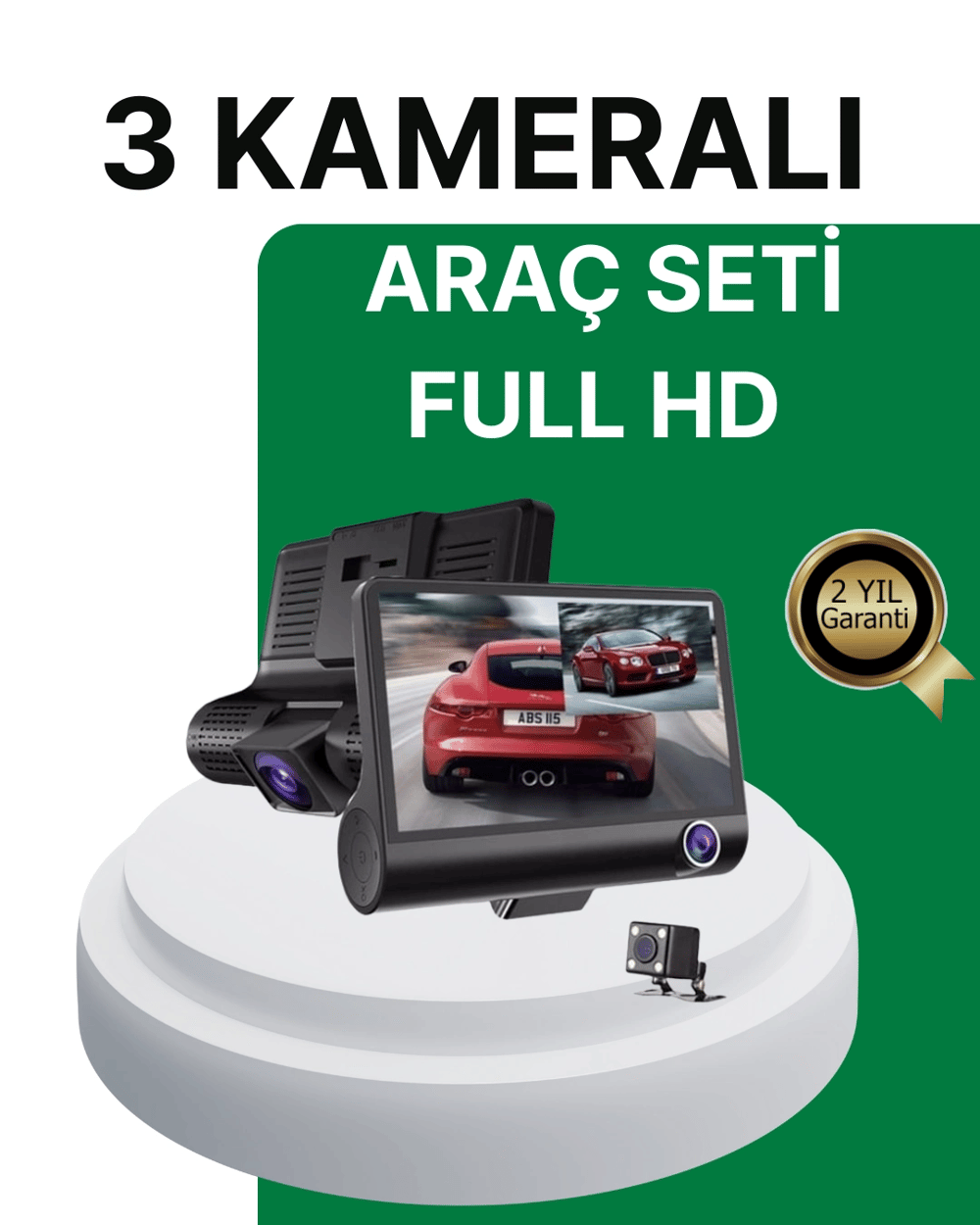 Gece Görüşü Destekli, 1080P Full HD Çözünürlüklü Araç İçi Kamera