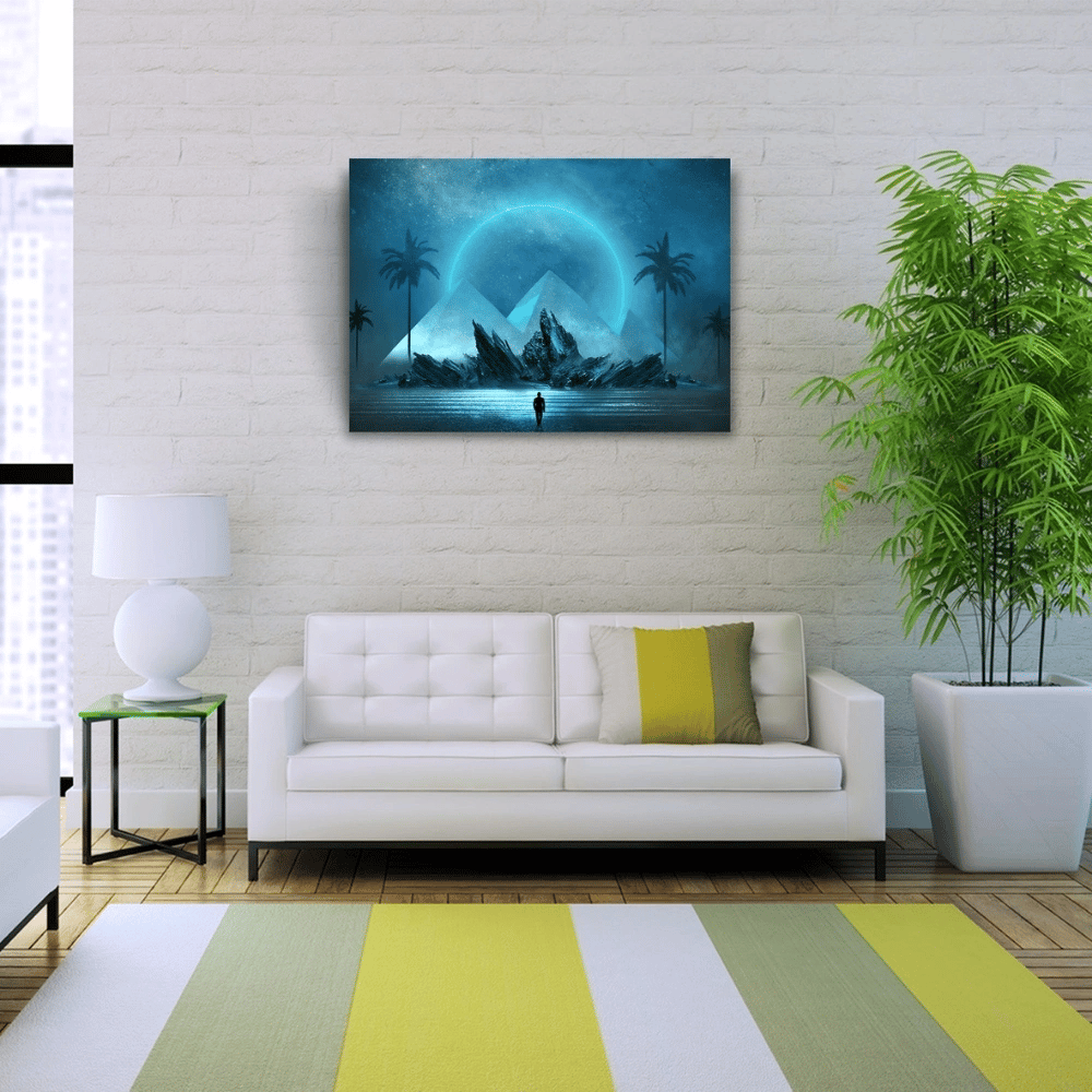 Geleceğin Gece Betimlenmesi , Mavi Tonlarda Kanvas Tablo 50 x 70