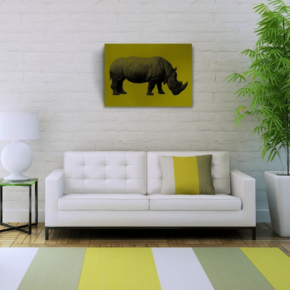 Gergedan , Hipopotam Soyut Çalışma Kanvas Tablo 50 x 70