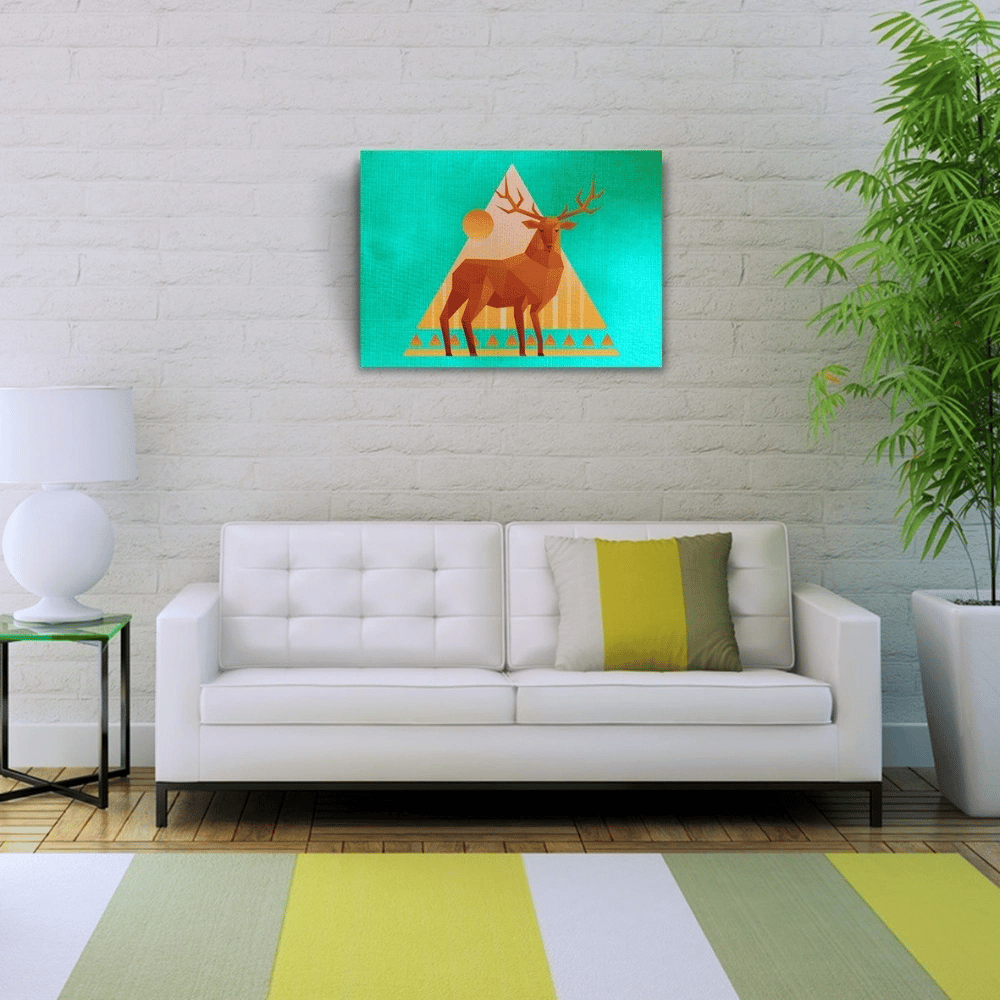 Geyik Figürü,  Soyut Çalışma Kanvas Tablo 50 x 70