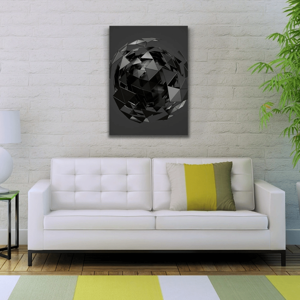 Gri Tonlarda Aynalı Küre Kanvas Tablo 50 x 70