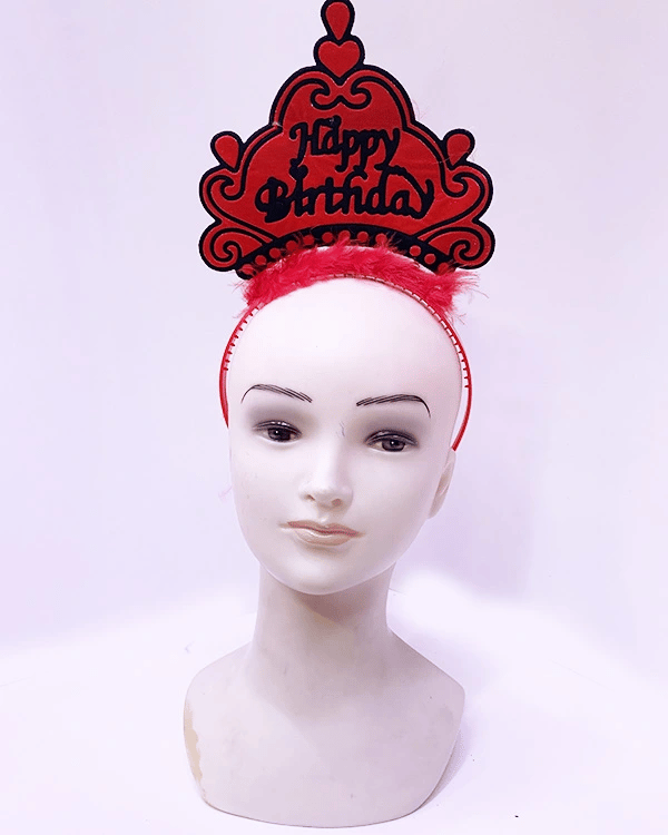 Happy Birthday Neon Kırmızı Doğum Günü Tacı