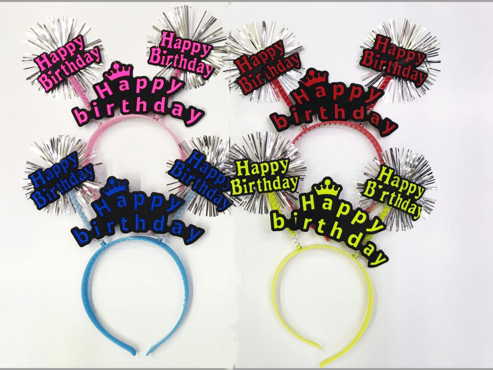 Happy Birthday Neon Renk Doğum Günü Tacı - 12 Adet