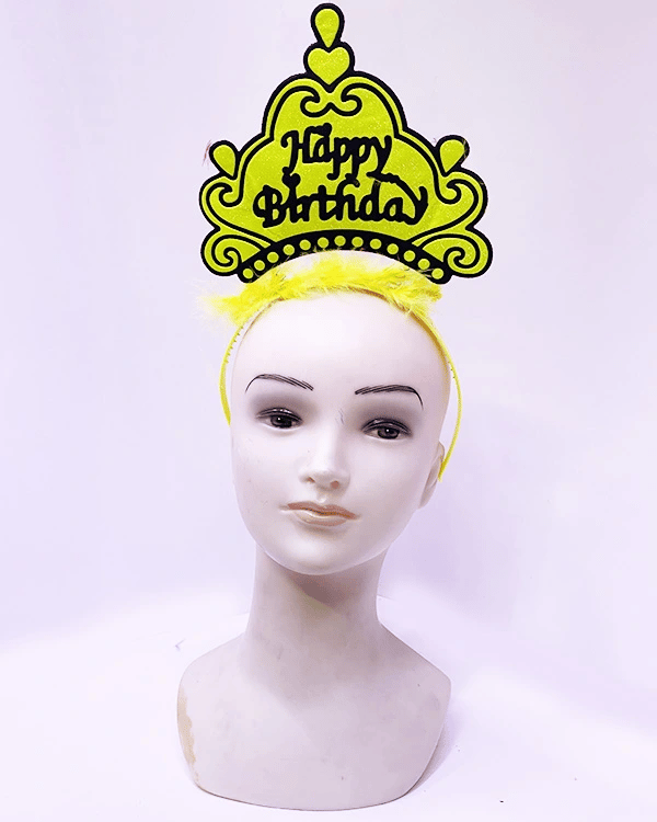 Happy Birthday Neon Sarı Taç