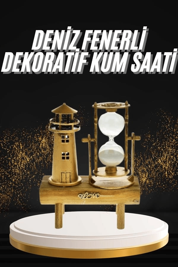 Hediyelik Eşya Retro Deniz Fenerli Kum Saati Ahşap Görünümlü Dekoratif Eşya