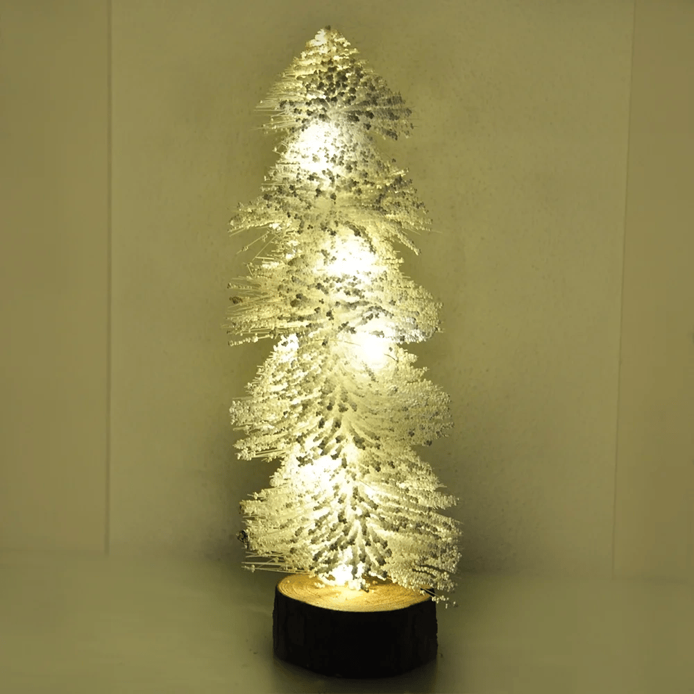 Işıklı Simli Dekoratif Beyaz Çam Ağacı - 30cm -