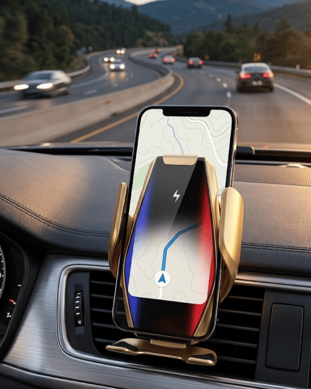 Kablosuz Şarjlı Araç Telefon Tutucu Sensörlü Otomatik Kilit 360 Derece Döner
