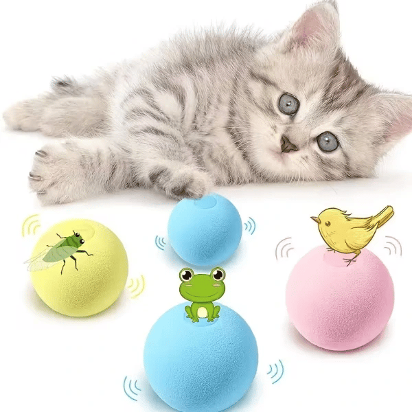 Kedi Otlu 3 Sesli İnteraktif Top Kedi Oyuncağı