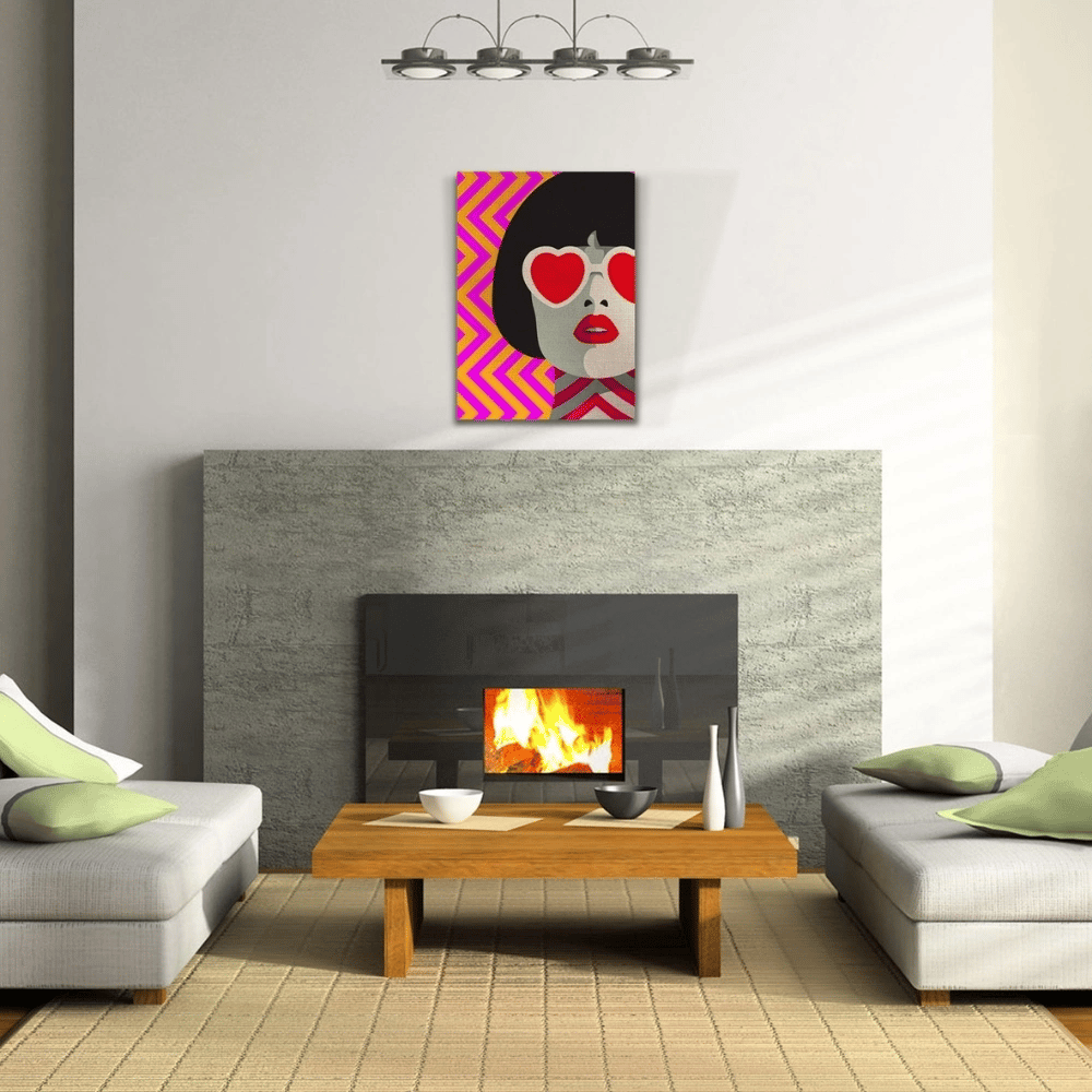 Kırmızı Gözlüklü Kadın Kanvas Tablo 50 x 70