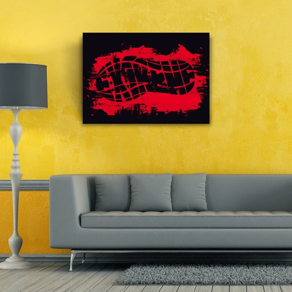 Kırmızı ve Siyah Tonlarda Ayakkabı İzi Kanvas Tablo 50 x 70