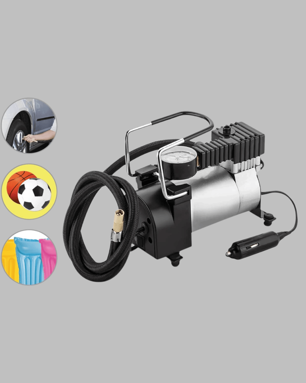 Metal Gövdeli Oto Lastik Hava Kompresörü 12V 140 PSI Hızlı Şişirme