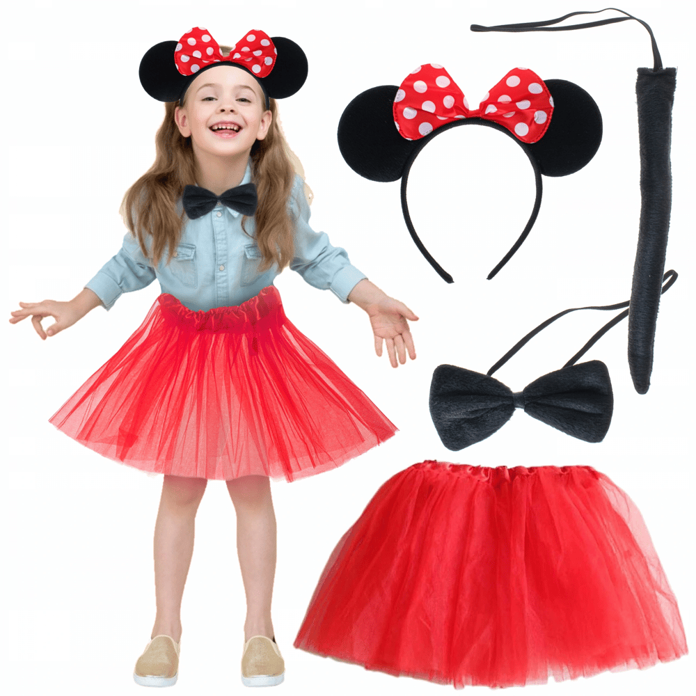 Minnie Mouse Kostüm Seti - Etek, Taç, Kuyruk, Papyon