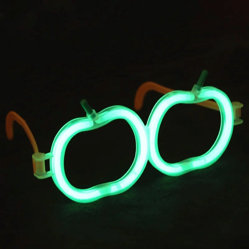 Karanlıkta Parlayan Neon Fosforlu Elma Gözlük Seti - 12 Adet