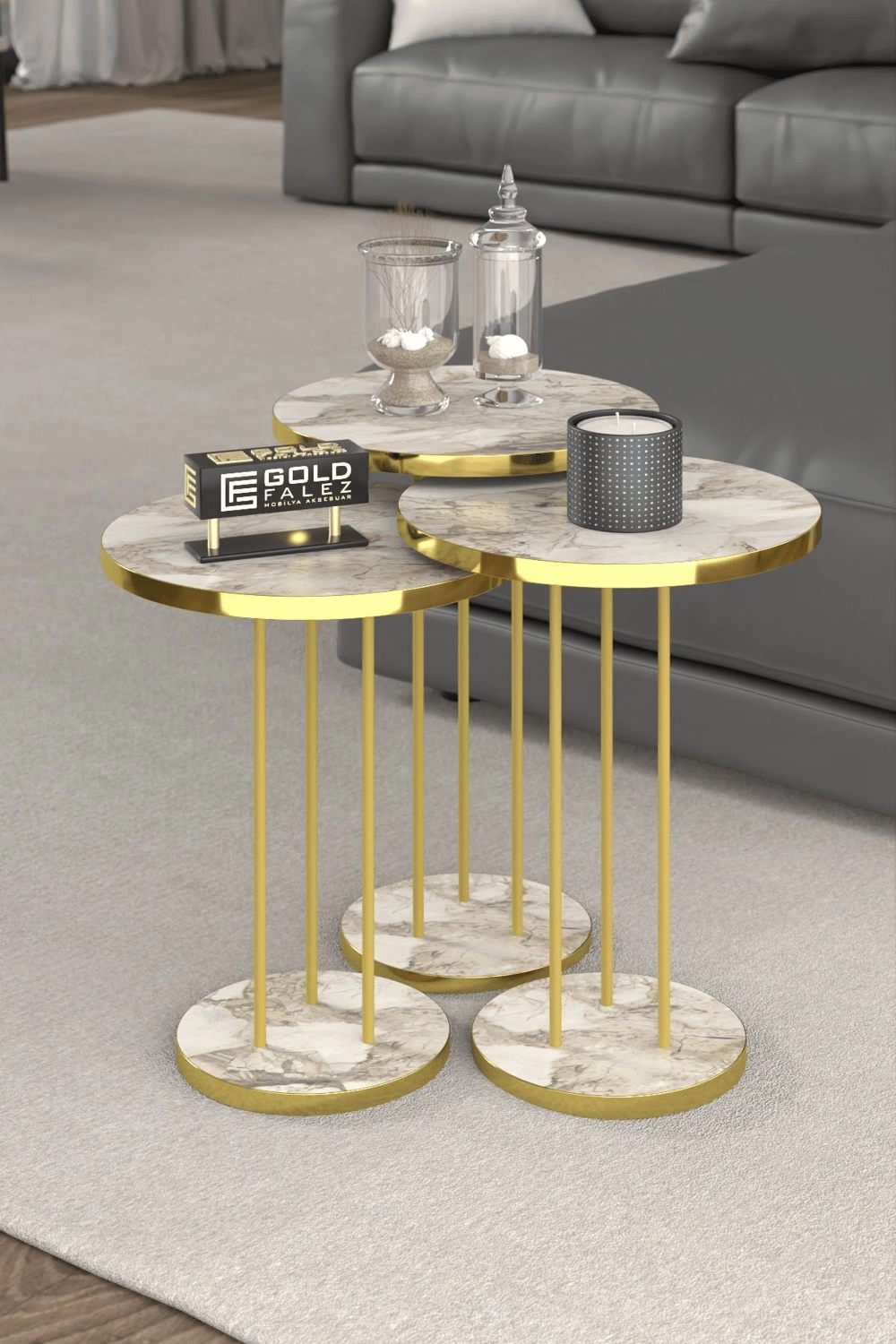 ORTA SEHPA VE ZİGON SEHPA TERRA SET GOLD EFES