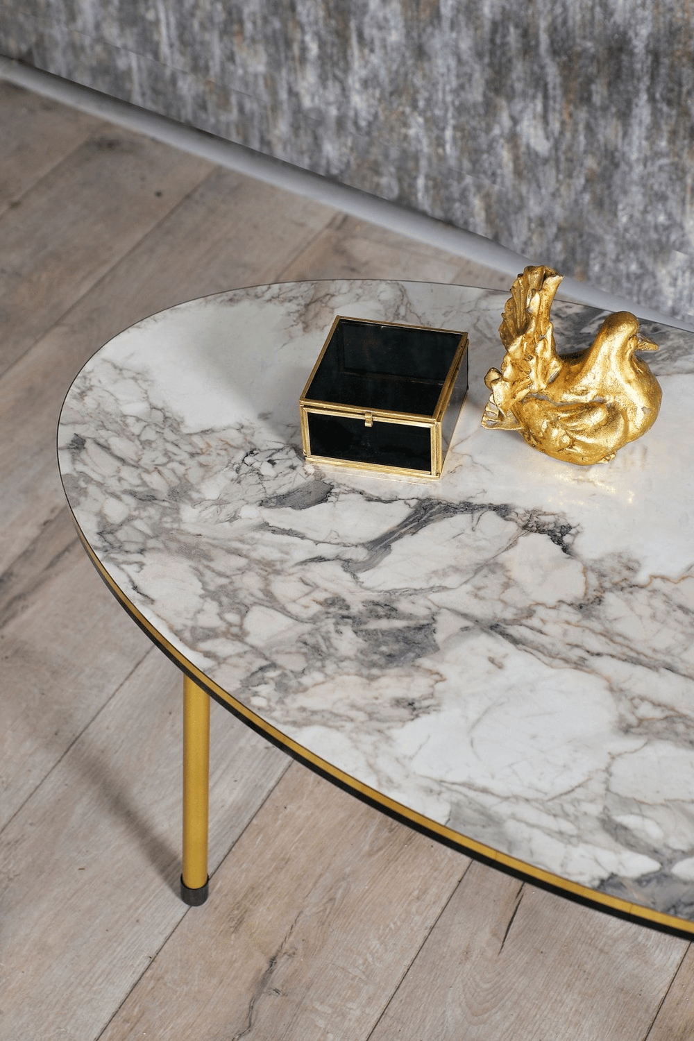 Orta Sehpa Elips Çift Gold Ceviz Tel Ayak