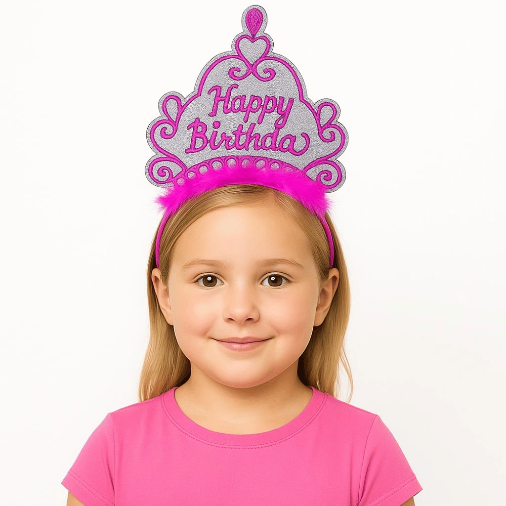 Pembe Happy Birthday Doğum Günü Prenses Tacı