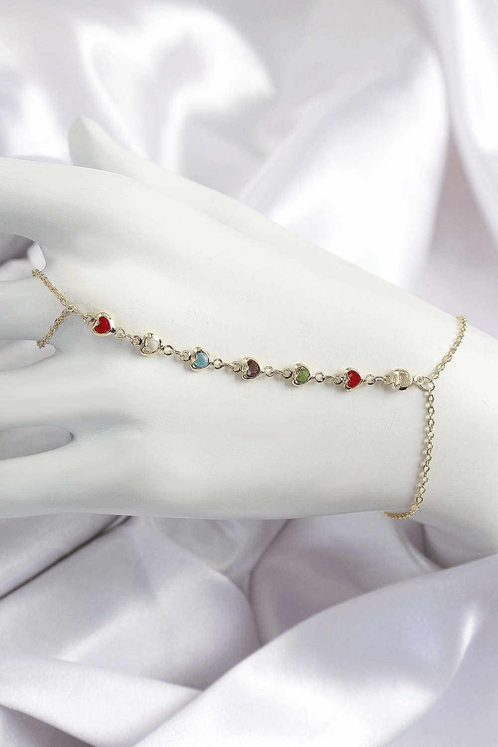 Pirinç Renkli Kalpli Zirkon Taşlı Y Model Gold Renk Kadın Şahmeran