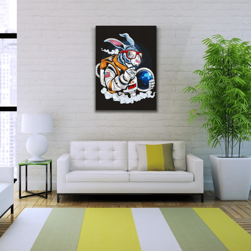 Pop Art Tarzı Astranot Tavşan Kanvas Tablo 50 x 70