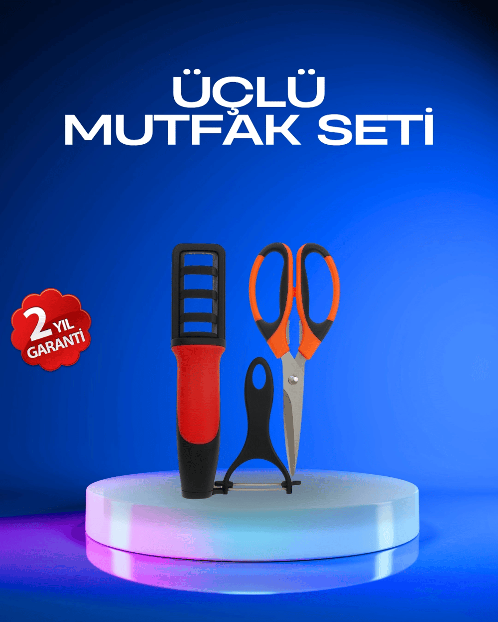 Profesyonel Mutfak Makas Seti –  Kesim Makası + Soyacak + Bileyici