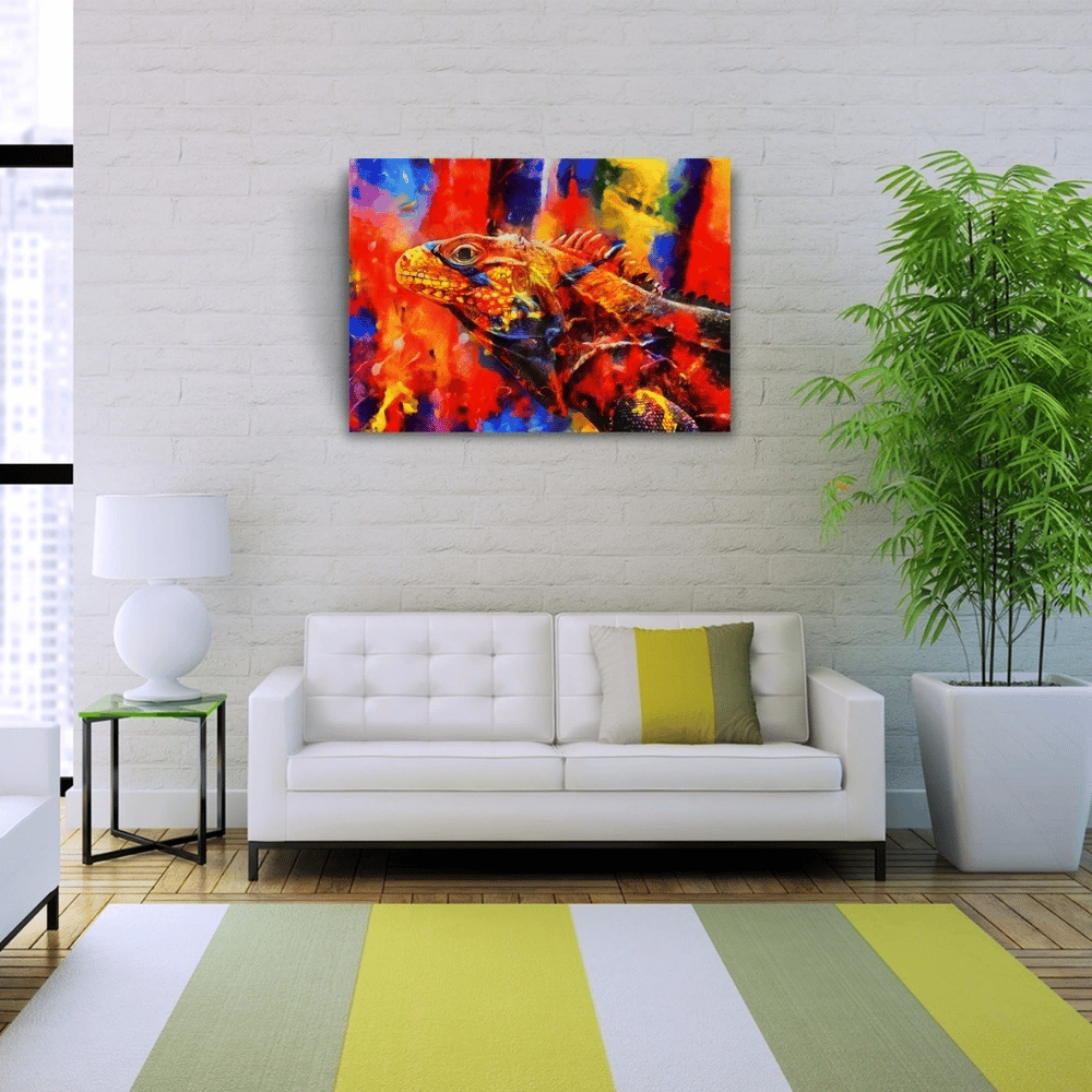 Rengarenk İguana Kanvas Tablo 50 x 70