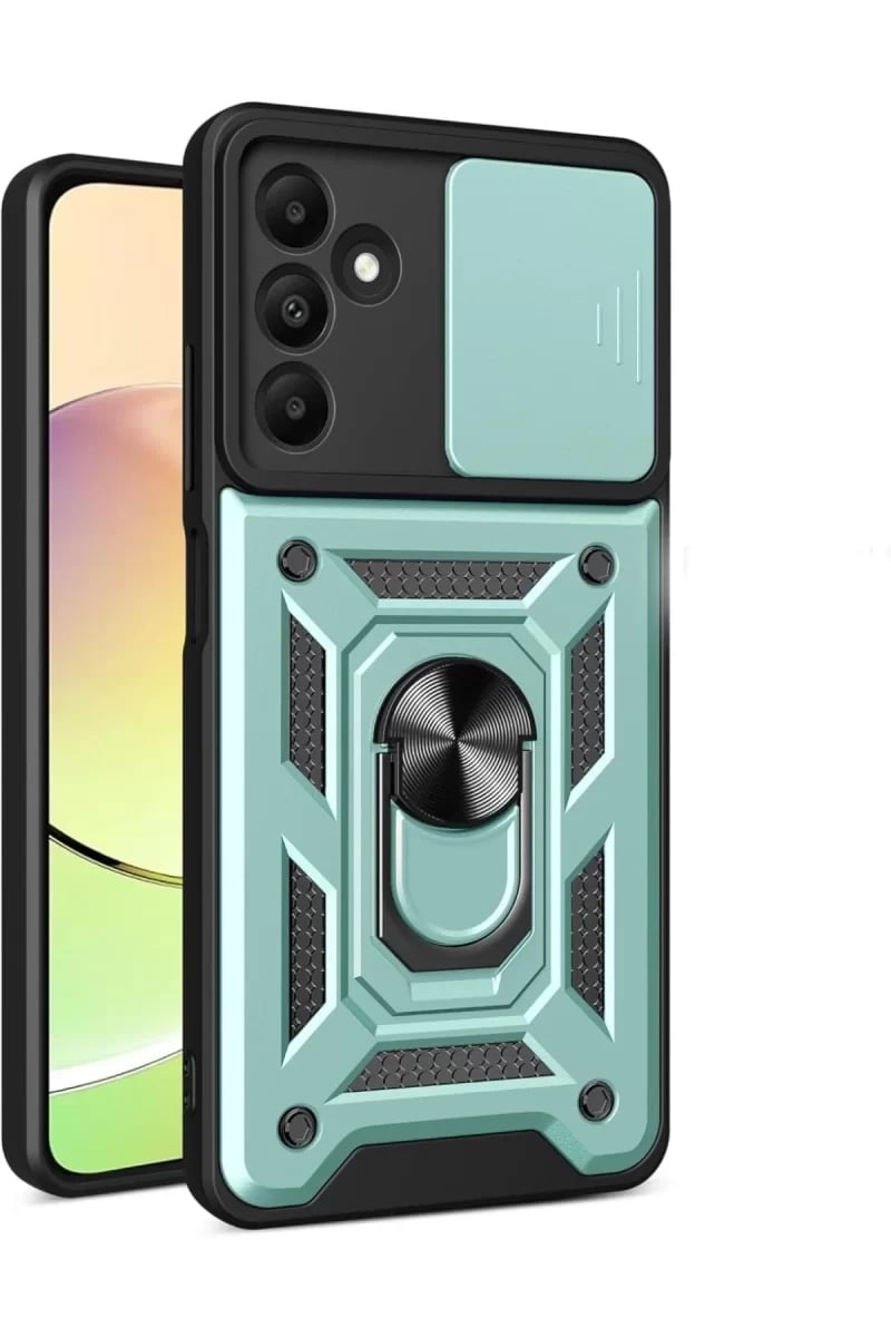 Samsung Galaxy M15 Kılıf Pars Lens Yüzüklü Silikon - Yeşil