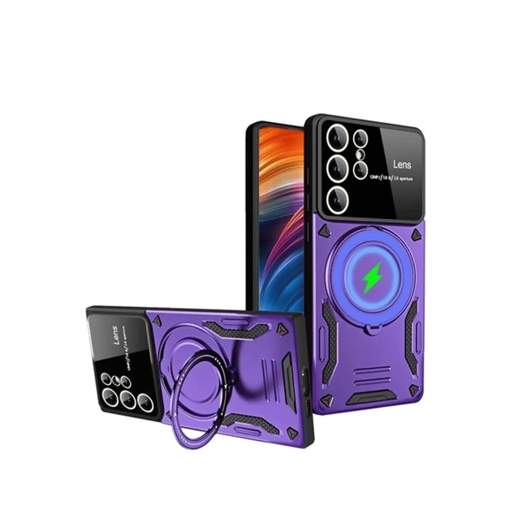 Samsung Galaxy S24 Ultra Kılıf Joy Lens Standlı Kapak - Mor