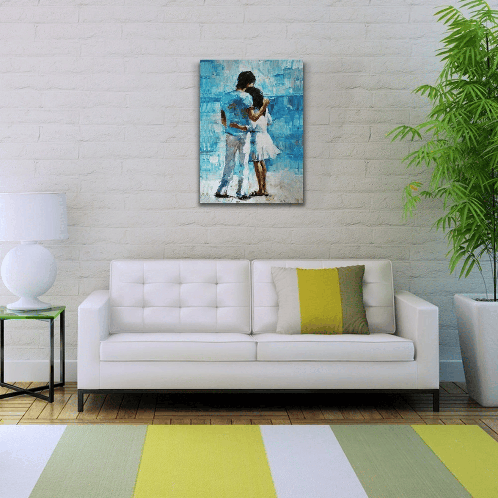 Sarılmış Sevgililer Yağlıboya Kanvas Tablo 50 x 70