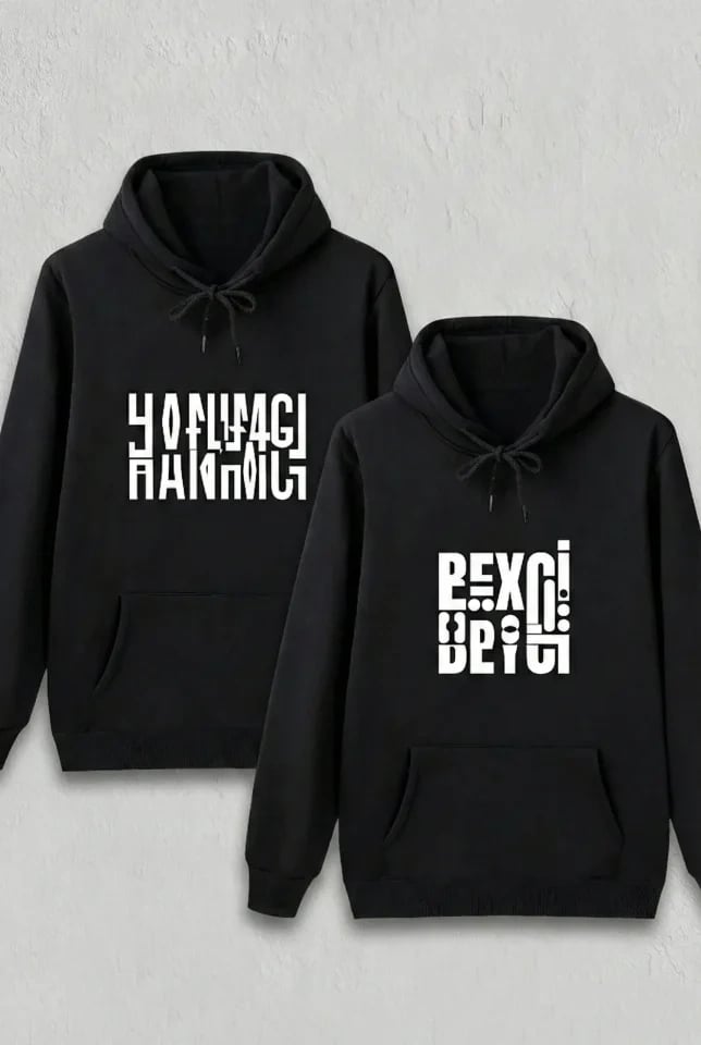 Sevgililer Günü Özel Kapüşonlu Hanımcı Baskılı Oversize Sweatshirt - Siyah