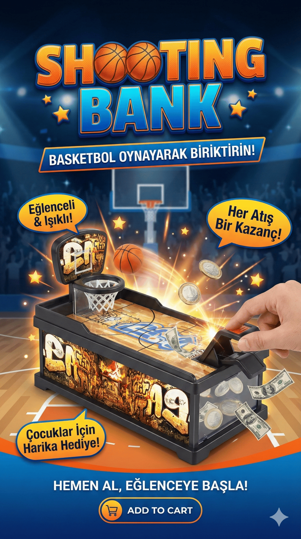 Şımartan Eğlenceli Basket Atmalı Basketbol Kumbara