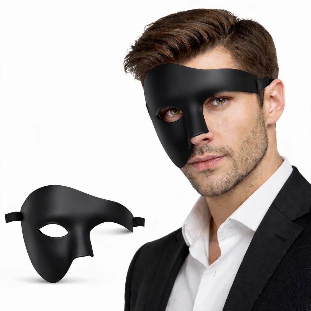 Siyah Yarım Erkek Maske – Phantom Parti & Balo Maskesi