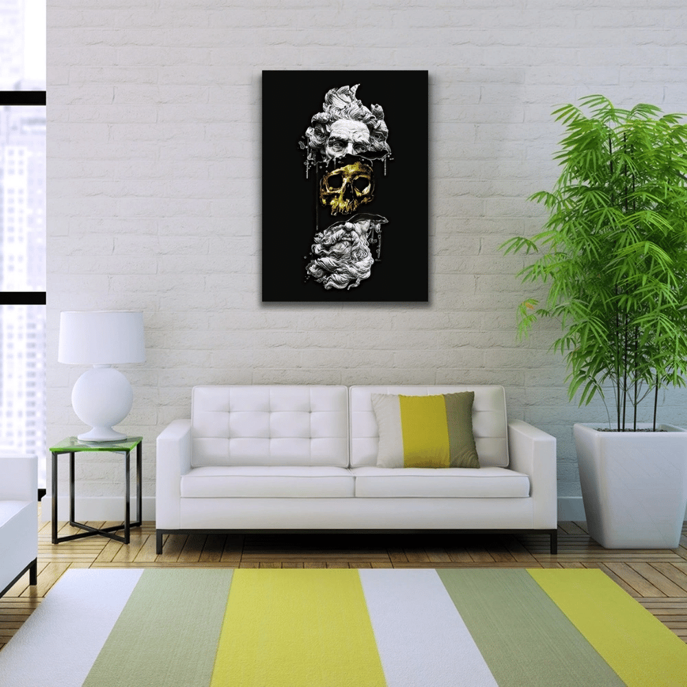 Soyut Siyah Gri Tonlarda Heykel Figürü Kanvas Tablo 50 x 70