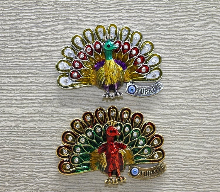 Swarovski Taşlı Tavuskuşu Magnet