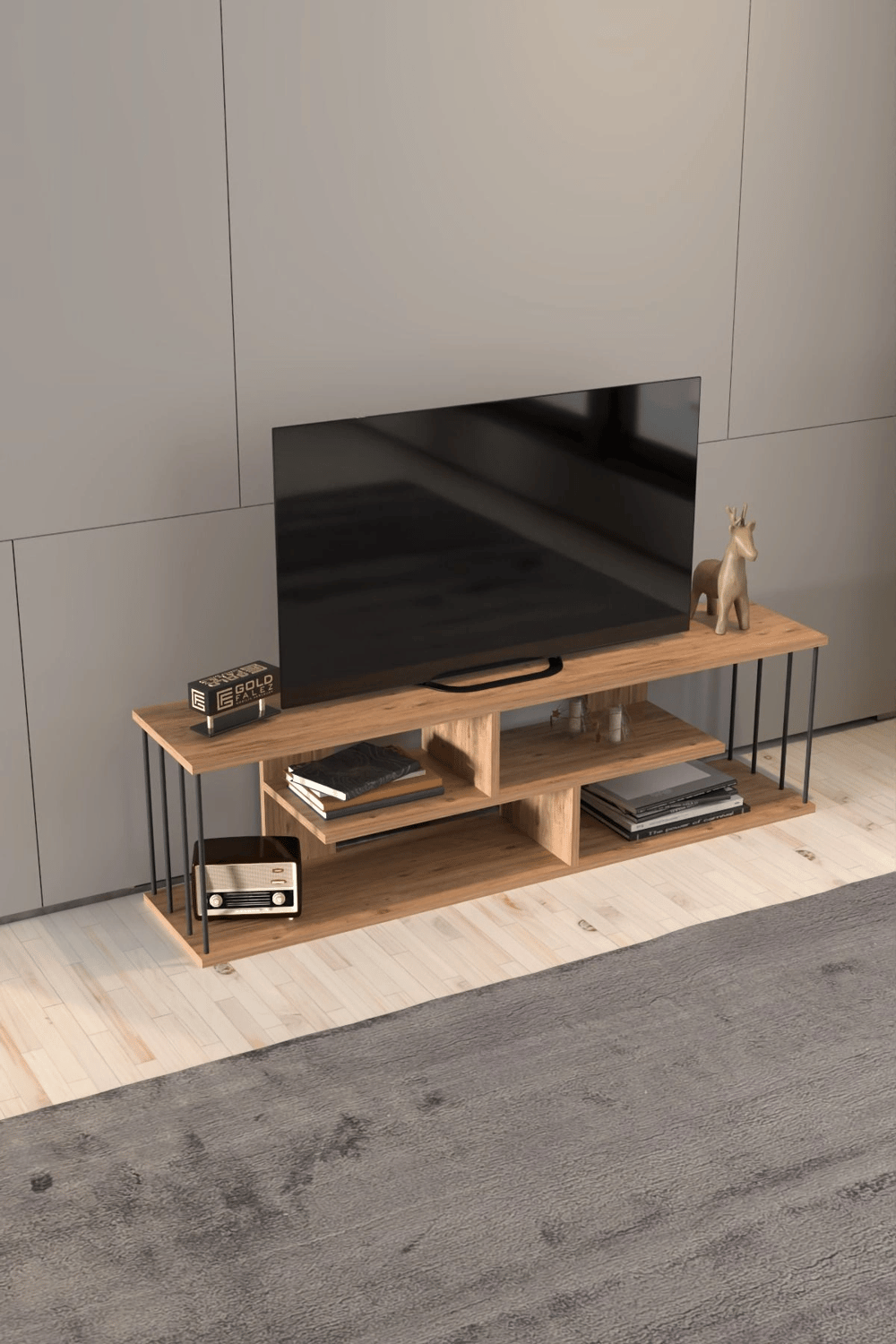 TV SEHPASI TV ÜNİTESİ RAFLI 140 CM GZD PLUS ATLANTİK ÇAM