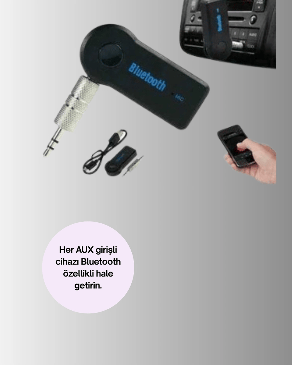 Taşınabilir Bluetooth AUX Araç Müzik ve Konuşma Kiti