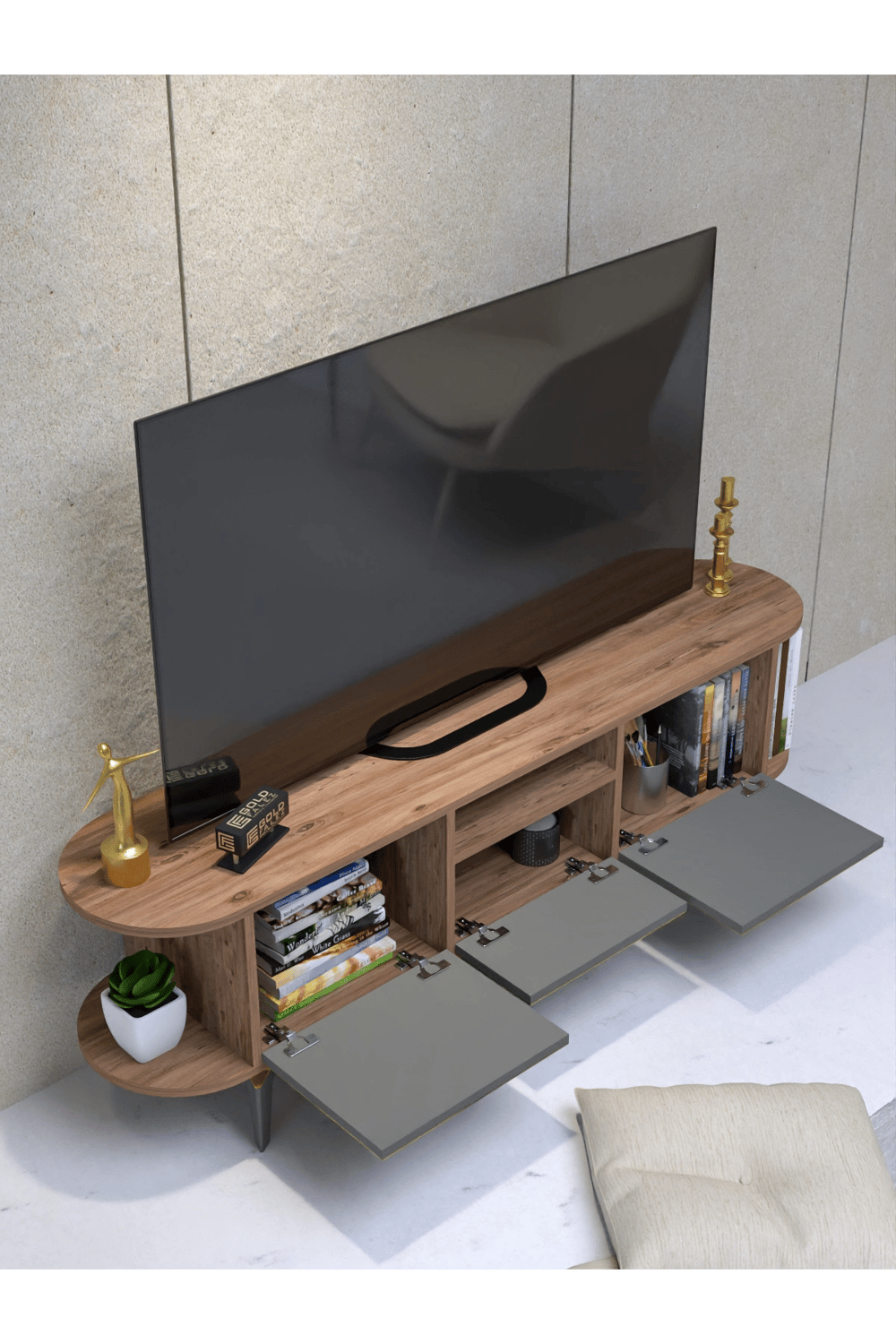 Tv Sehpası Mira 5030 Atlantik Gold 160 Cm 35 Cm 50 Cm