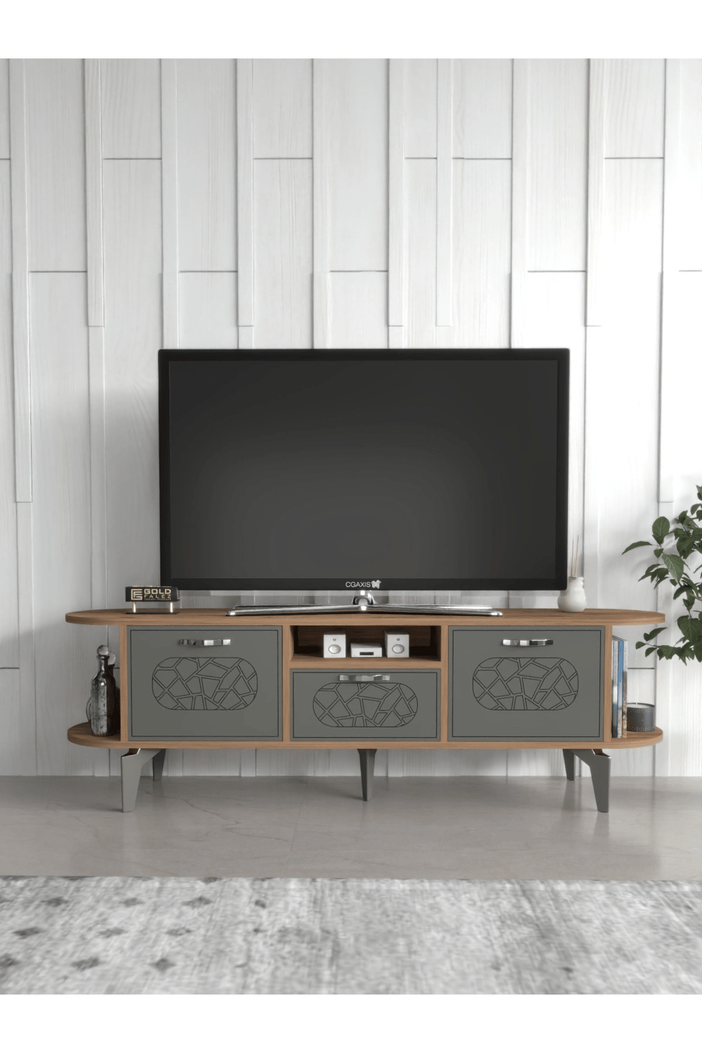 Tv Sehpası Mira Atlantik 5031 Gümüş 160 Cm 35 Cm 50 Cm