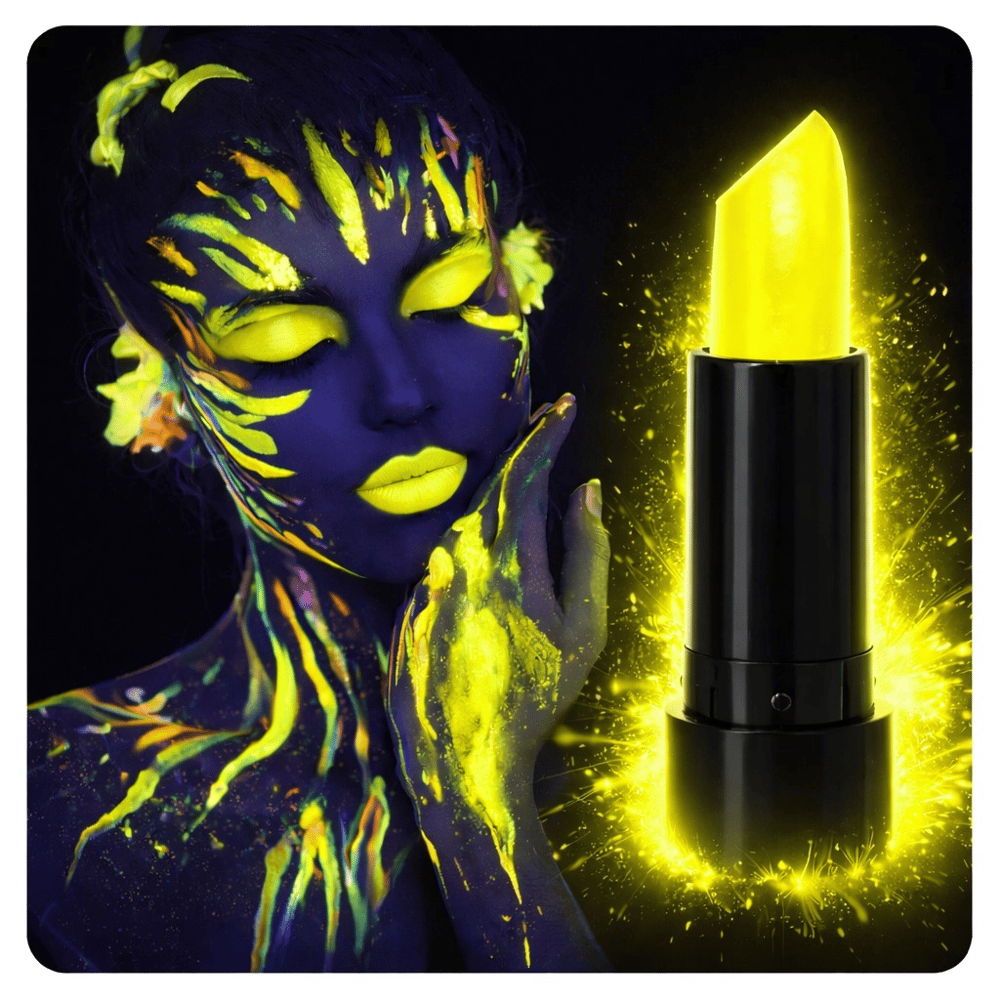 UV Neon Sarı Ruj – Karanlıkta Parlayan Makyaj Boyası