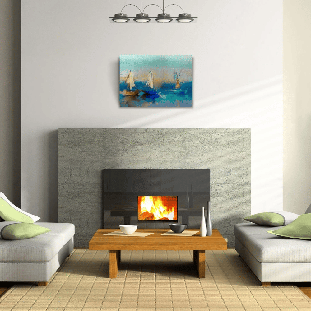 Üç Yelkenli Tekne Yağlıboya Kanvas Tablo 50 x 70