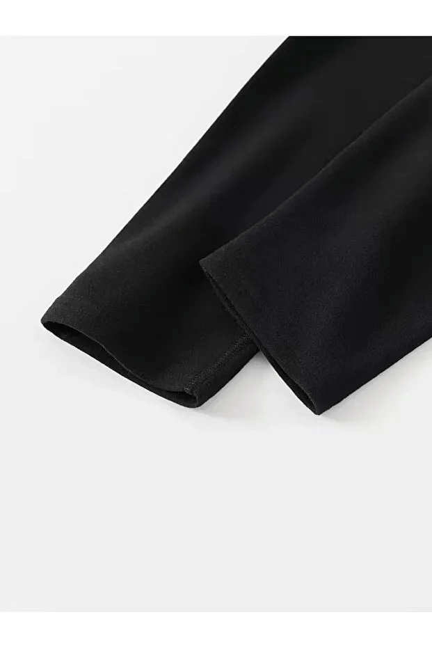 Unisex Şardonlu Termal İçlik Tayt Siyah